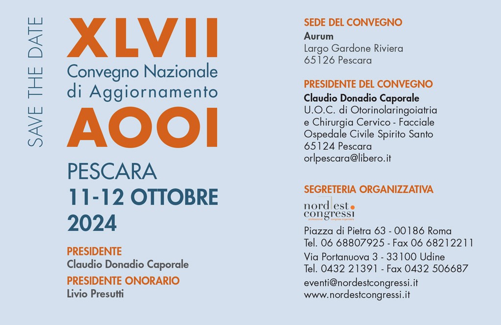 AOOI: 11 e 12 ottobre Convegno nazionale a Pescara